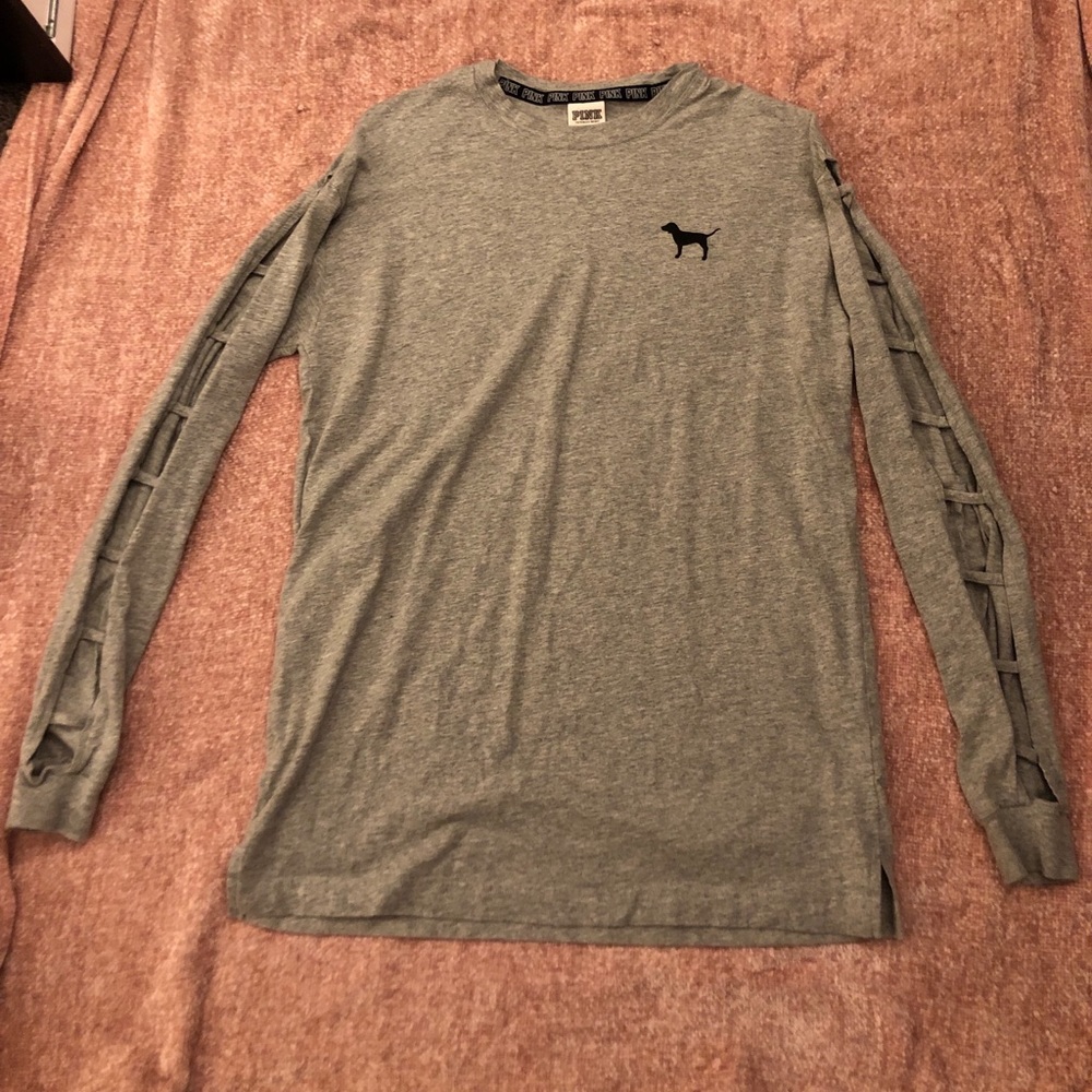 Gray long sleeved Pink T-shirt